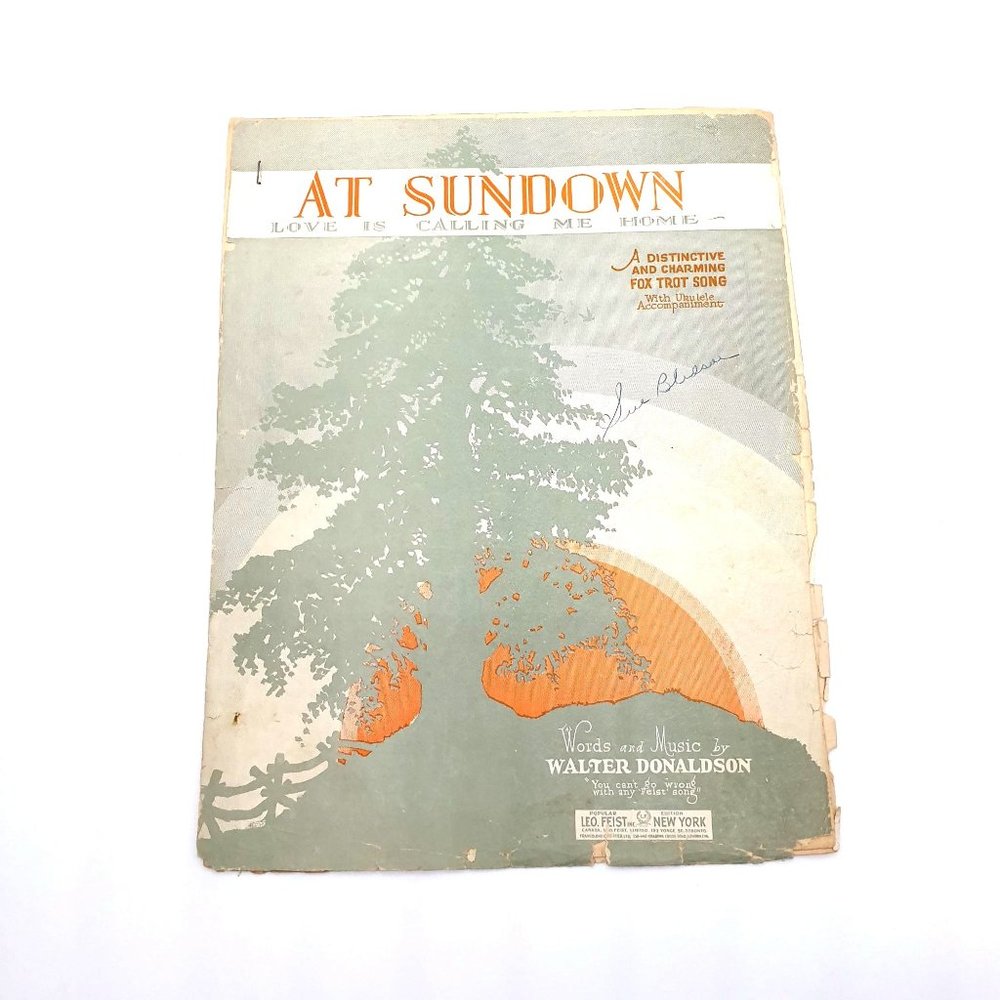 Vintage Sheet Music 1927 At Sundown Love Is Calling Me Home Piano Vocal Ukulele